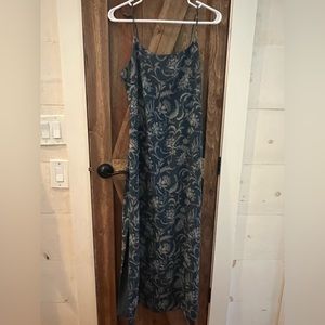 Navy gray floral, old, navy, chiffon, long dress